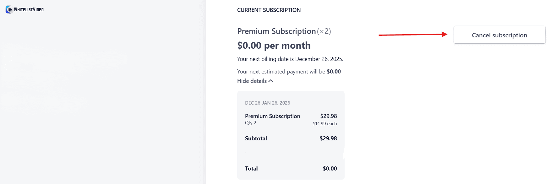 Stripe portal cancel