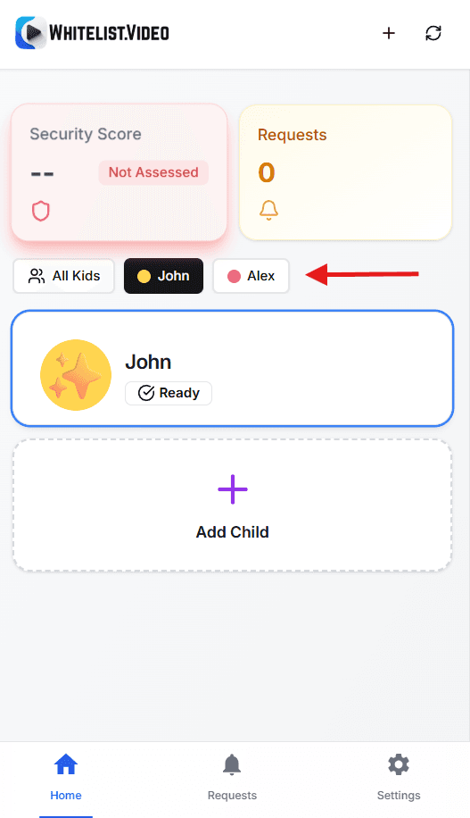 Select your child's profile