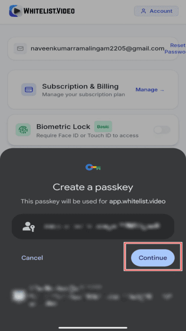 Create Passkey