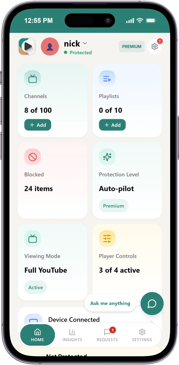 WhitelistVideo Parent Dashboard