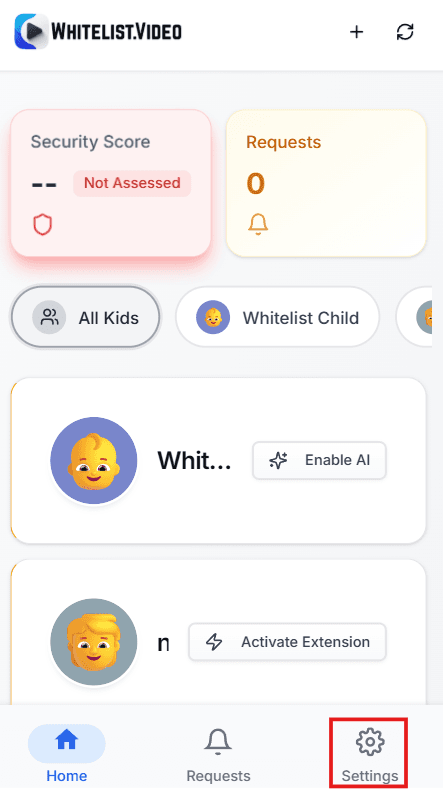 Settings button