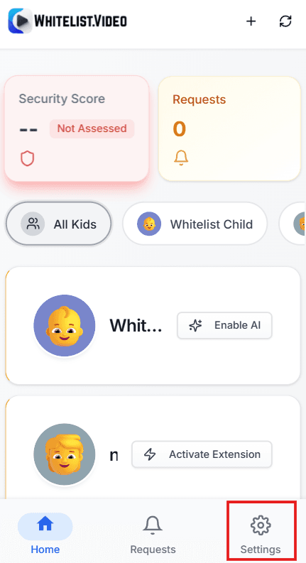 Settings button