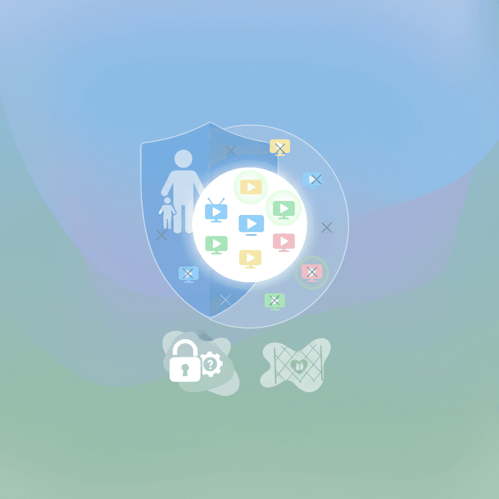 A parent's hands holding a smartphone, looking at app settings, with a child blurred in the background, symbolizing parental control over unknown apps and family link settings.
