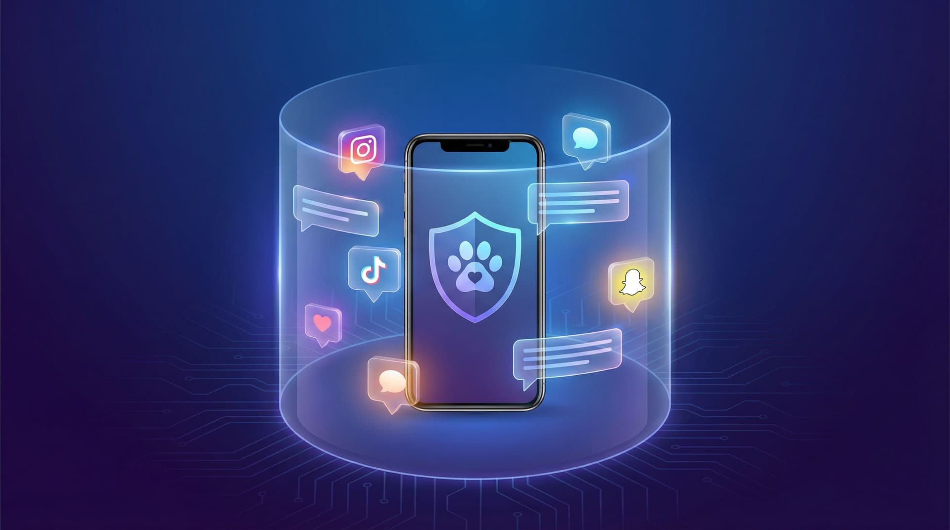 La aplicación de control parental Bark mostrando notificaciones de alerta y el panel de monitoreo