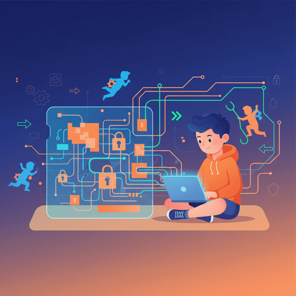 Kind versucht, die Kindersicherung am Computer zu umgehen