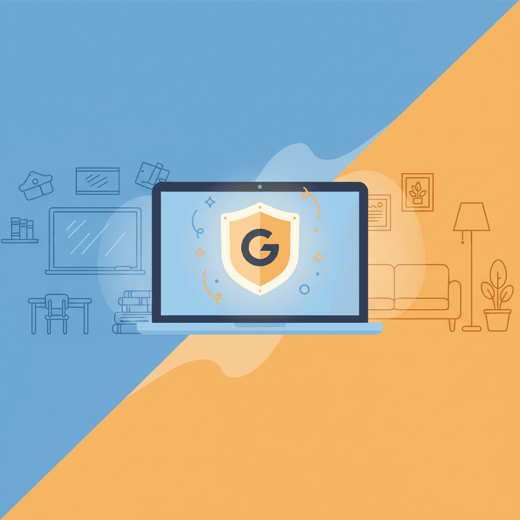 Parent searching for GoGuardian home alternative with school device in background