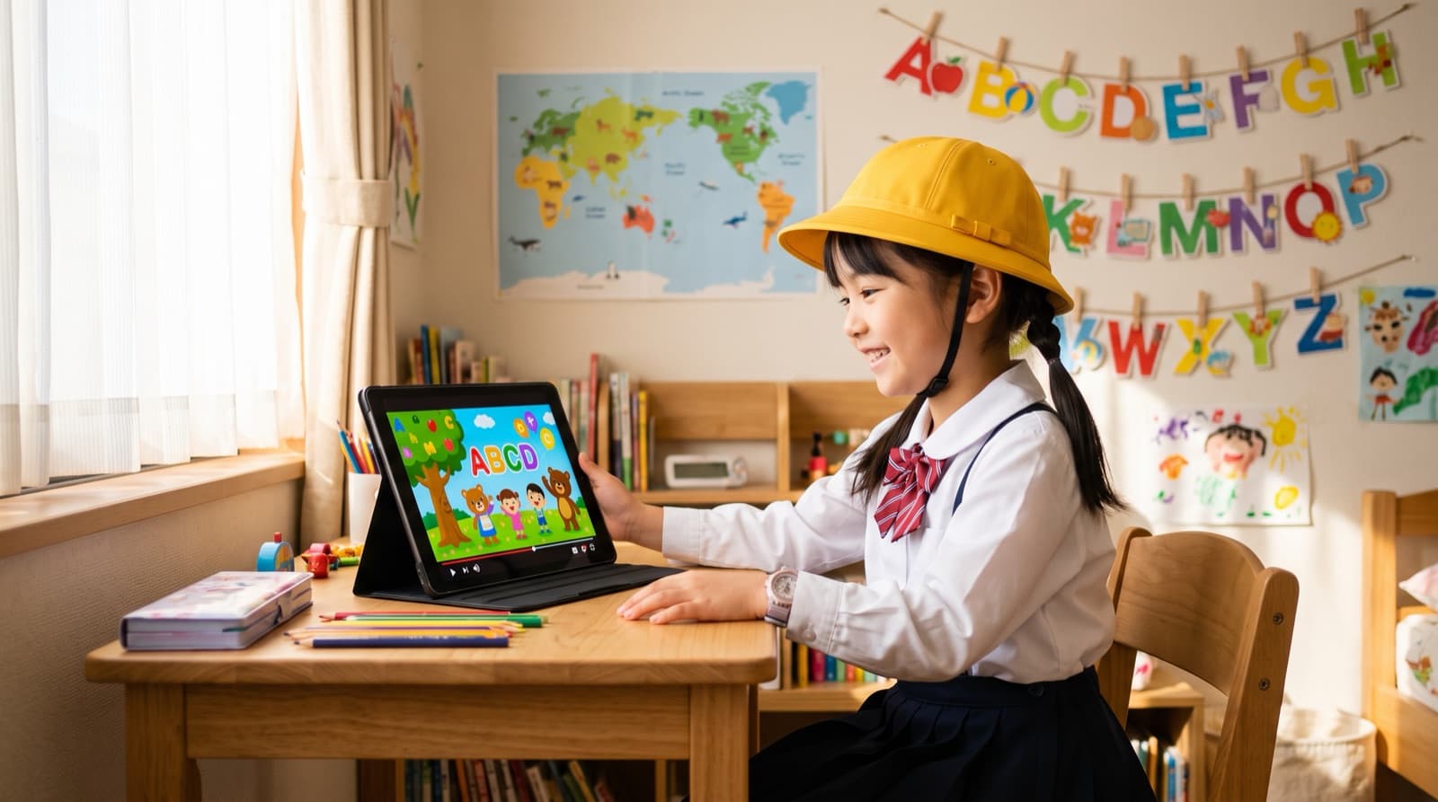 英語のYouTubeチャンネルで楽しく学ぶ子供のイメージ