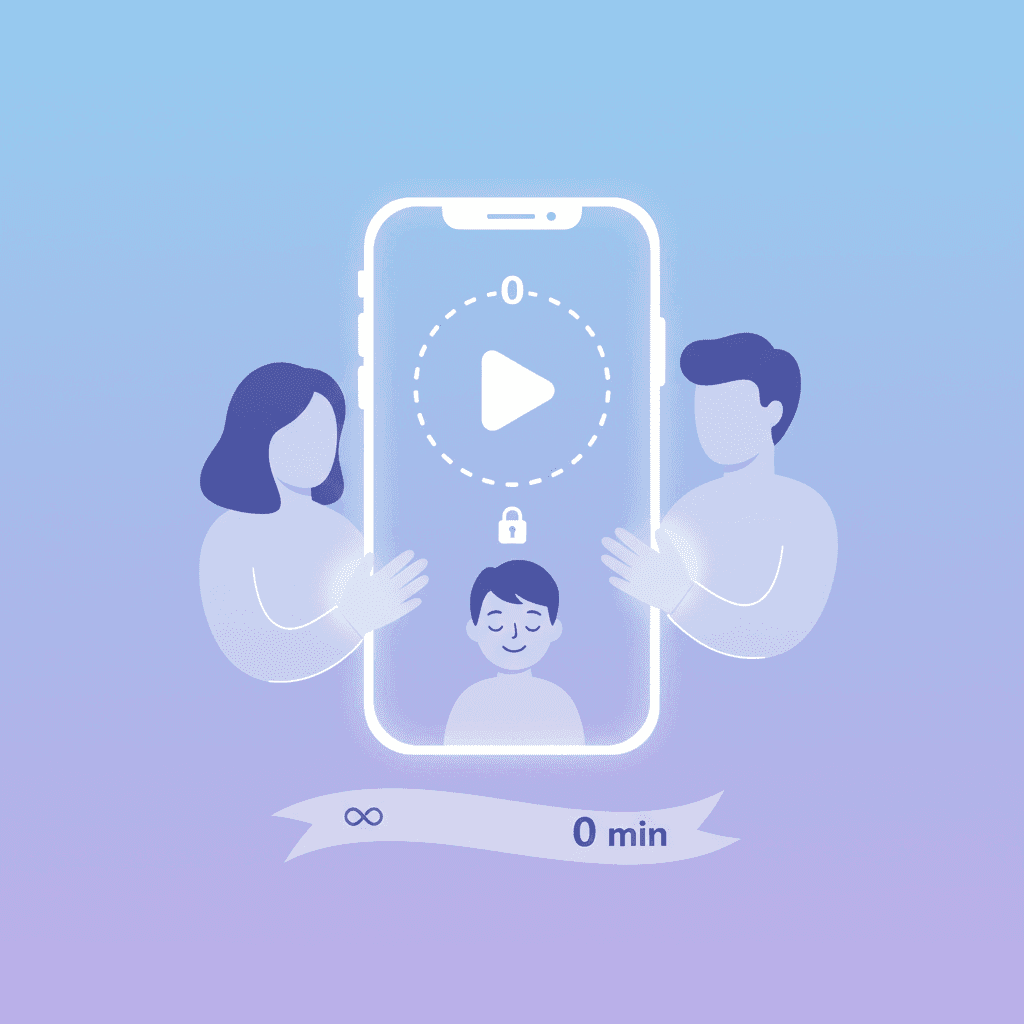 Configurações de controle parental mostrando um limite de zero minuto selecionado para conteúdo do YouTube Shorts