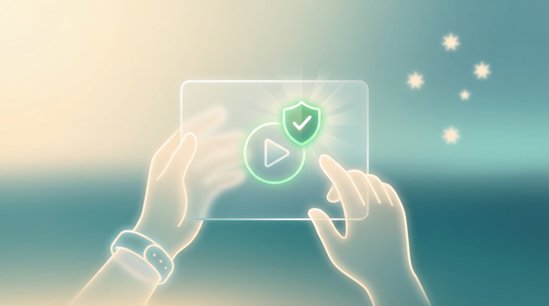 Parent hands configuring YouTube safety controls on tablet device