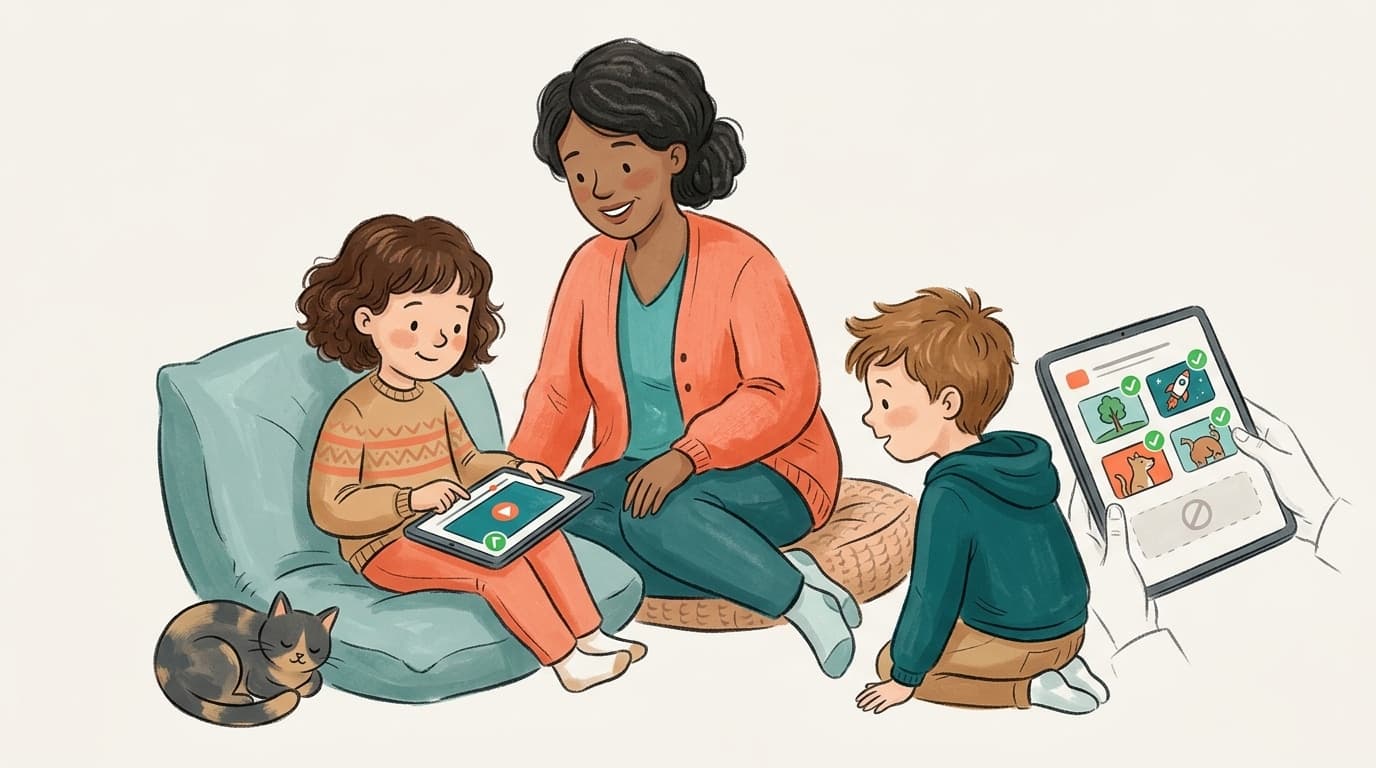 Niño usando una tablet con el control parental de YouTube activado