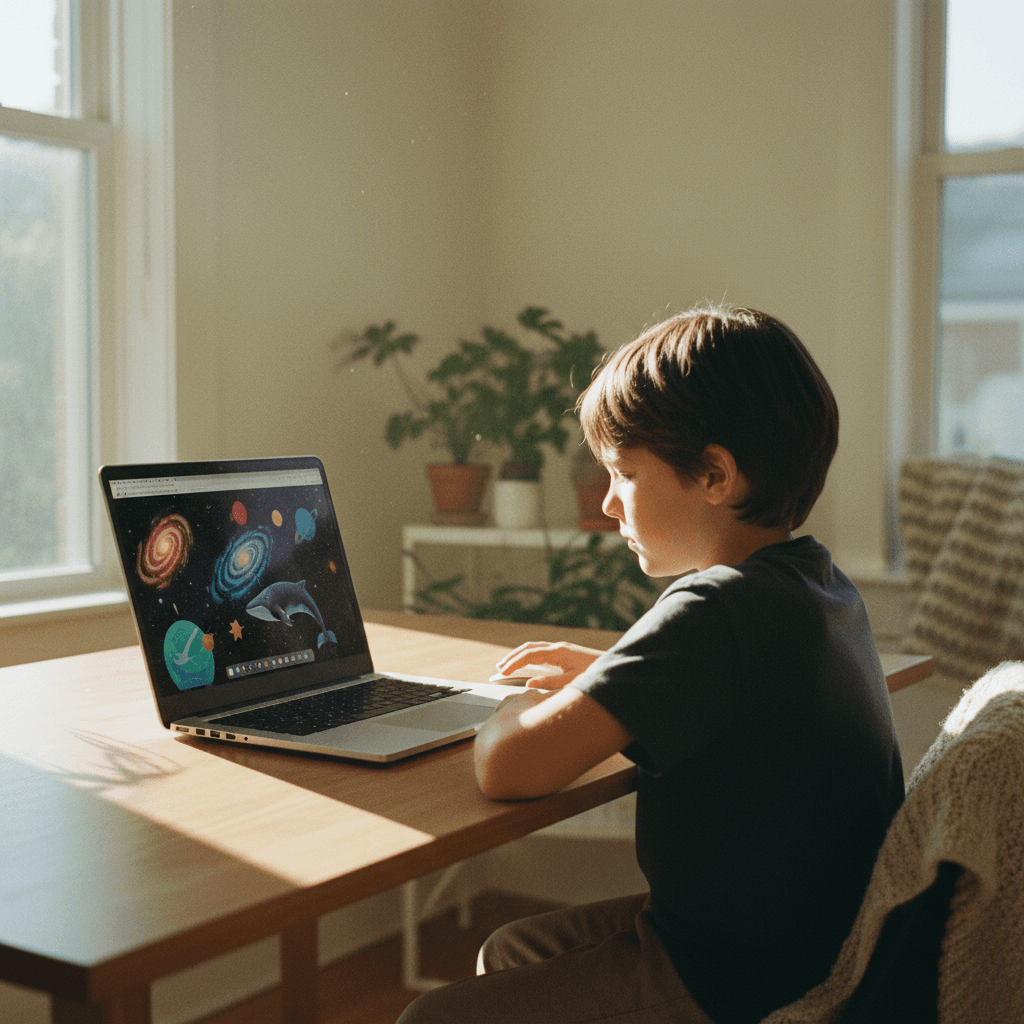 Child learning with educational content