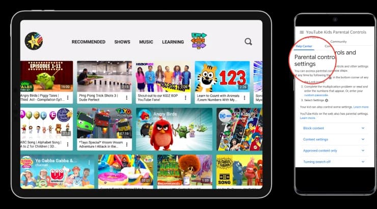 YouTube Kids app and its parental control settings