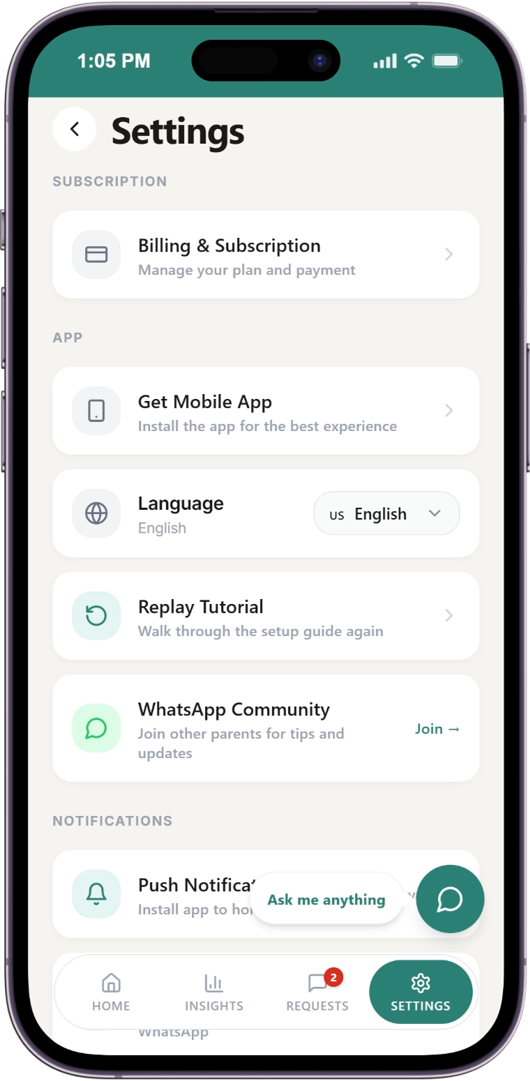 Subscription & Billing button